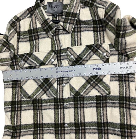 BLANK NYC Shacket Womens‎ XL Cream Wool Blend Flannel Snap Outsider Jacket - Picture 6 of 14
